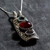 Red Agate Pendant - Natural Red Agate Necklace - Long Tribal Necklace