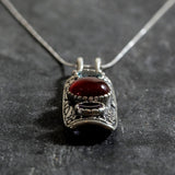 Red Agate Pendant - Natural Red Agate Necklace - Long Tribal Necklace