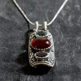 Red Agate Pendant - Natural Red Agate Necklace - Long Tribal Necklace