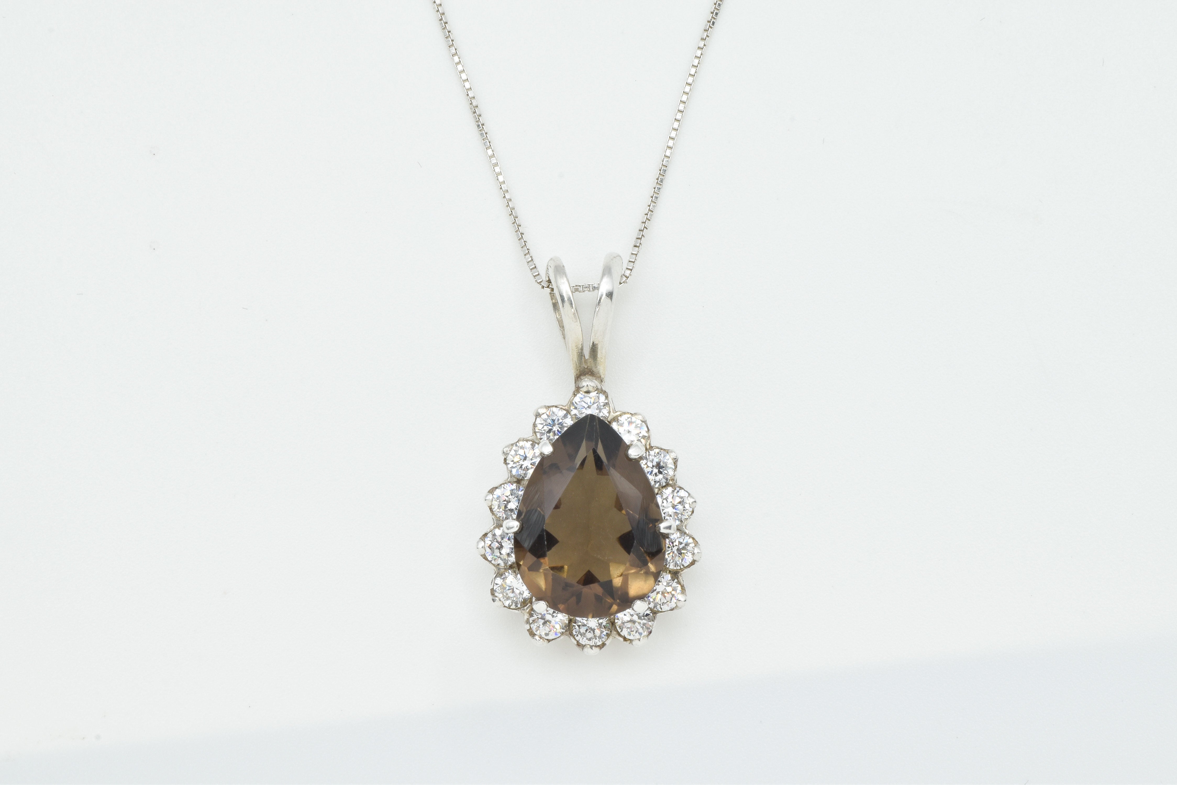 Smoky Topaz Pendant, Natural Topaz, Tear Drop Pendant, Vintage Pendant, Healing Stones, Large Topaz, Diamond Cut, Silver Pendant, Tear Drop