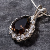 Smoky Topaz Pendant, Natural Topaz, Tear Drop Pendant, Vintage Pendant, Healing Stones, Large Topaz, Diamond Cut, Silver Pendant, Tear Drop