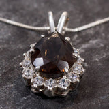 Smoky Topaz Pendant, Natural Topaz, Tear Drop Pendant, Vintage Pendant, Healing Stones, Large Topaz, Diamond Cut, Silver Pendant, Tear Drop