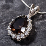 Smoky Topaz Pendant, Natural Topaz, Tear Drop Pendant, Vintage Pendant, Healing Stones, Large Topaz, Diamond Cut, Silver Pendant, Tear Drop