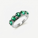 Created Emerald Ring made in 925 Sterling Silver with Emerald Created Green Emerald in Prong setting, May Birthstone gift idea, symbolizes, ideal for everyday wear and perfect for birthday gifting and special occasions.