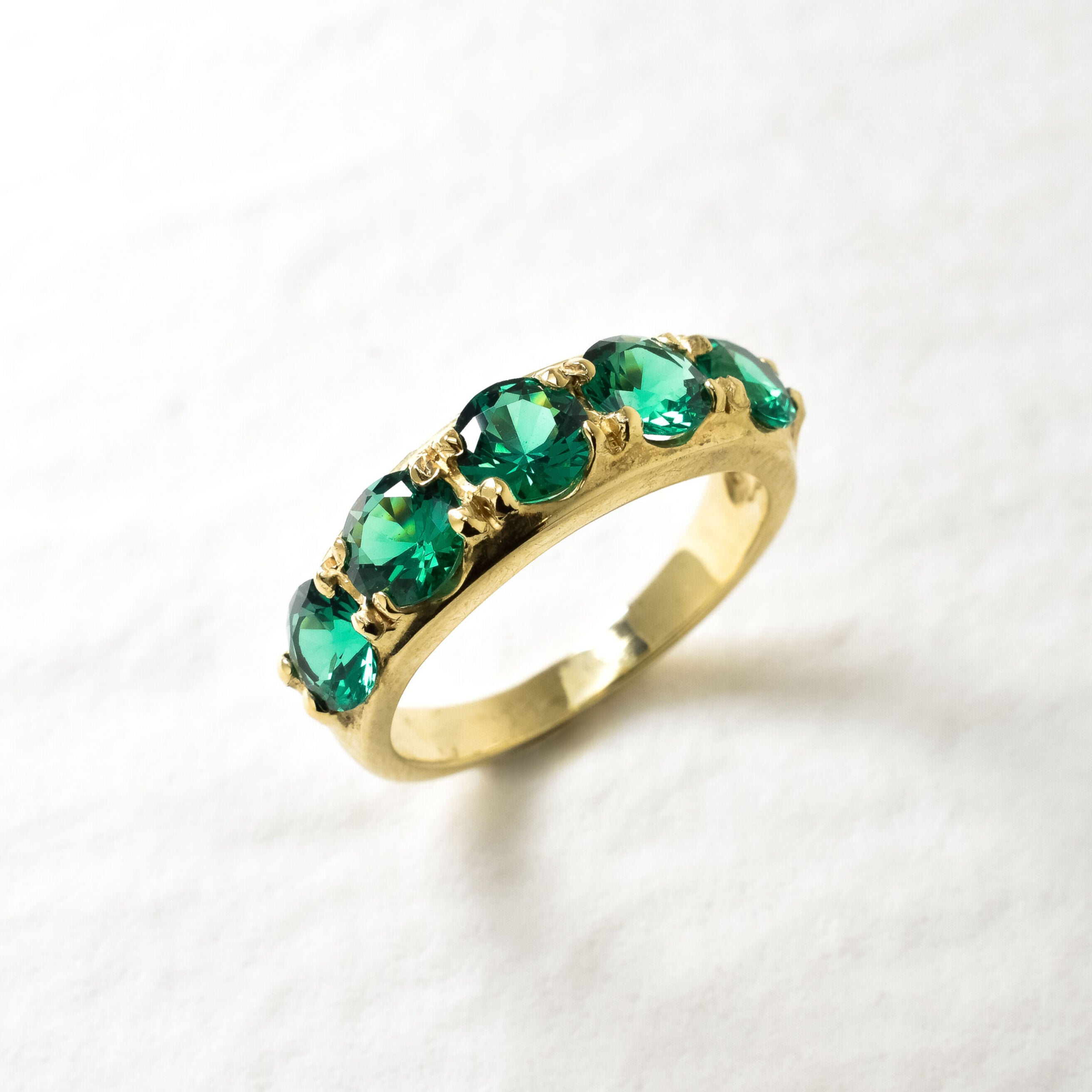 Created Emerald Ring made in 18k Gold Vermeil with Emerald Created Green Emerald in Prong setting, May Birthstone gift idea, symbolizes, ideal for everyday wear and perfect for birthday gifting and special occasions.