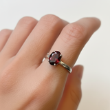 Charming 925 Sterling Silver ring featuring a radiant prong-set Natural Red Garnet, a perfect symbol of love and commitment.