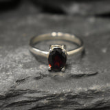 Red Diamond Ring, Garnet Ring, Natural Garnet, January Birthstone, Solitaire Ring, Red Vintage Ring, Red Promise Ring, Solid Silver Ring