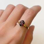 Beautiful 18k Gold Vermeil ring with Natural Garnet, representing love and commitment, ideal for January birthdays and special occasions.