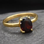 Red Diamond Ring, Garnet Ring, Natural Garnet, January Birthstone, Solitaire Ring, Red Vintage Ring, Red Promise Ring, Solid Silver Ring(1)