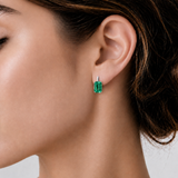 Square Emerald Earrings - Classic Green Earrings - Vintage Square Earrings