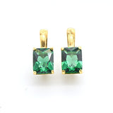 Created Emerald Earrings made in 18k Gold Vermeil with Emerald Created Green Emerald in Prong setting, May Birthstone gift idea, symbolizes, ideal for everyday wear and perfect for birthday gifting and special occasions.