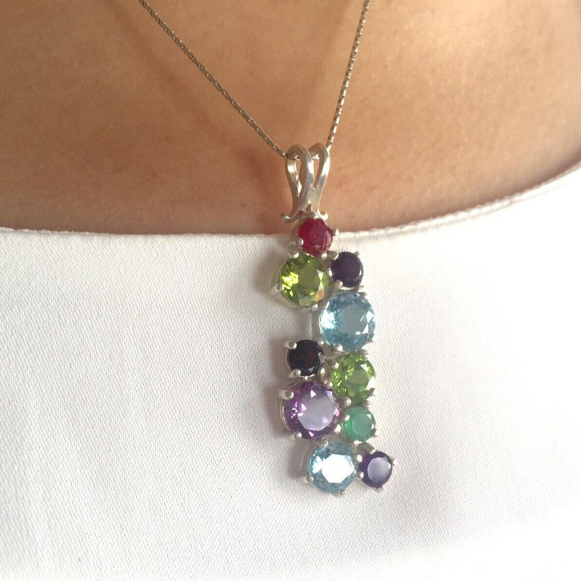 Created Ruby Pendant in 925 Sterling Silver, July Birthstone, cluster setting, a gift symbolizing passion and purity.