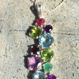 Topaz Pendant, Natural Emerald, Statement Pendant, Emerald Pendant, Ruby Pendant, Precious Gems, Multicolor Pendant, Healing Stones, Silver (280135482)