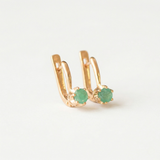 Natural Emerald Earrings made in 18k Gold Vermeil with Round Natural Green Emerald in Solitaire setting, May Birthstone gift idea, symbolizes growth, harmony, and deep emotional healing, ideal for everyday wear and perfect for birthday gifting and special occasions.