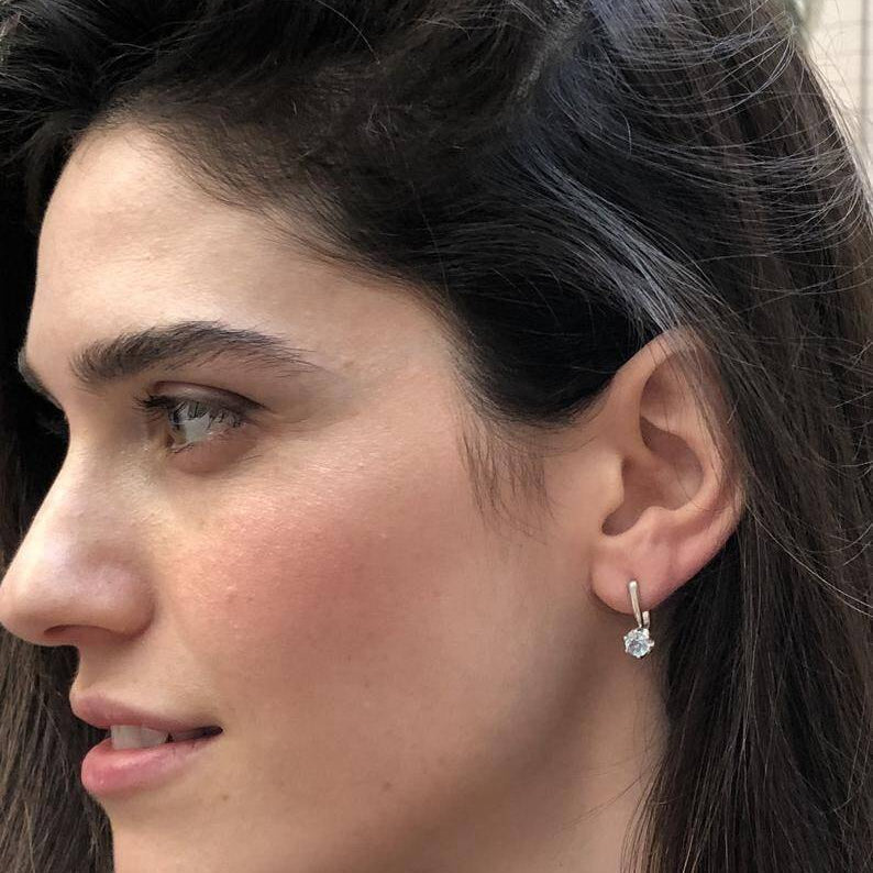 Elegant 18k Gold Vermeil Natural Emerald Earrings with round solitaire setting, perfect for May birthdays and special occasions.