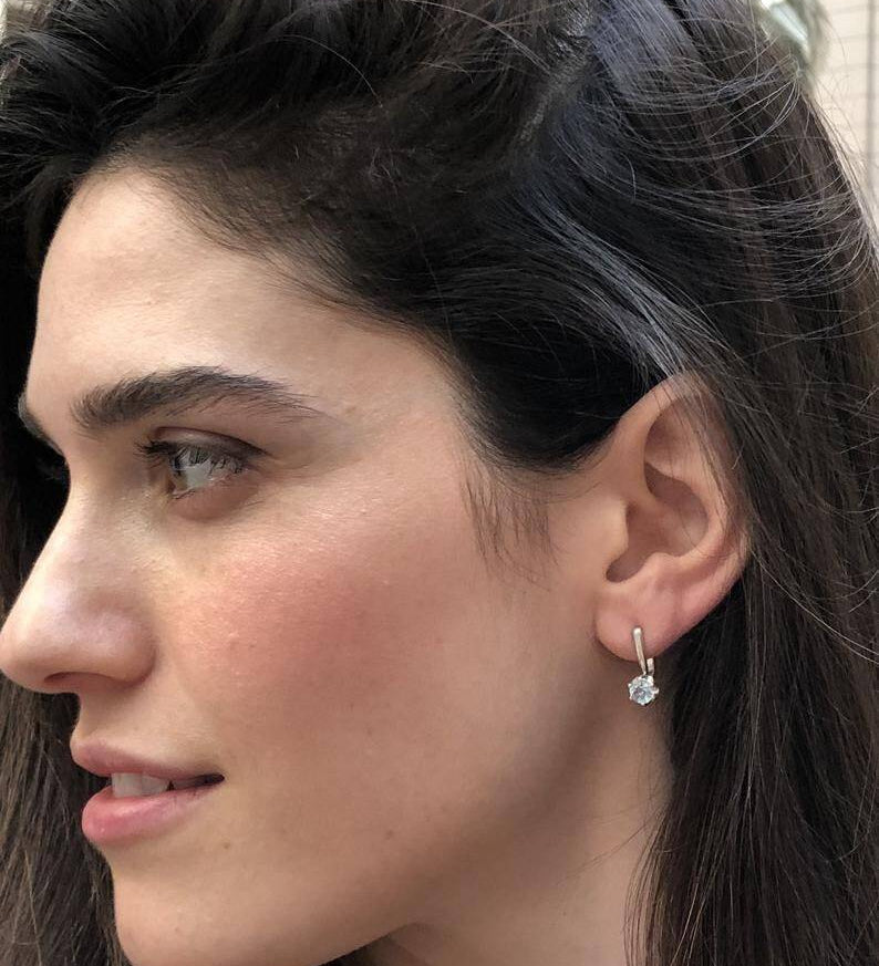 Elegant 18k Gold Vermeil Natural Emerald Earrings with round solitaire setting, perfect for May birthdays and special occasions.