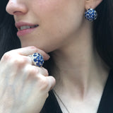 Cluster Sapphire Earrings - Royal Blue Earrings - Vintage Sphere Studs