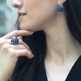 Cluster Sapphire Earrings - Royal Blue Earrings - Vintage Sphere Studs