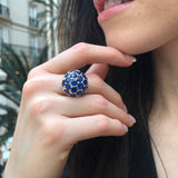 Cluster Sapphire Earrings - Royal Blue Earrings - Vintage Sphere Studs