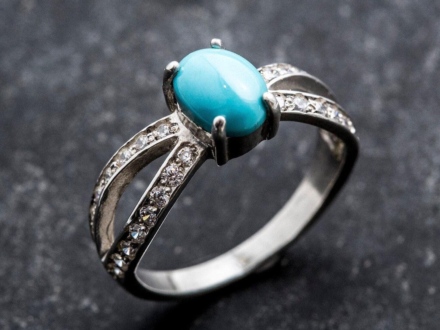 Blue Promise Ring, Turquoise Ring, Natural Turquoise, Sleeping Beauty Gem, Vintage Rings, Arizona Turquoise, Solid Silver Ring, Turquoise
