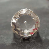 White Topaz Ring - Round Statement Ring - Topaz Vintage Ring