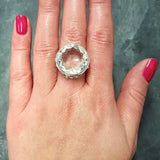 White Topaz Ring - Round Statement Ring - Topaz Vintage Ring