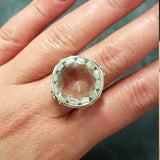 White Topaz Ring - Round Statement Ring - Topaz Vintage Ring