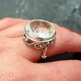 White Topaz Ring - Round Statement Ring - Topaz Vintage Ring