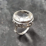 White Topaz Ring - Round Statement Ring - Topaz Vintage Ring