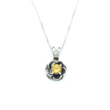 Gold Flower Pendant - Natural Citrine Necklace, Yellow Rose Pendant