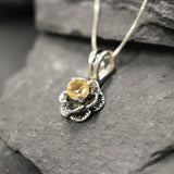 Flower Citrine Pendant - Vintage Flower Necklace - Dainty Citrine Necklace