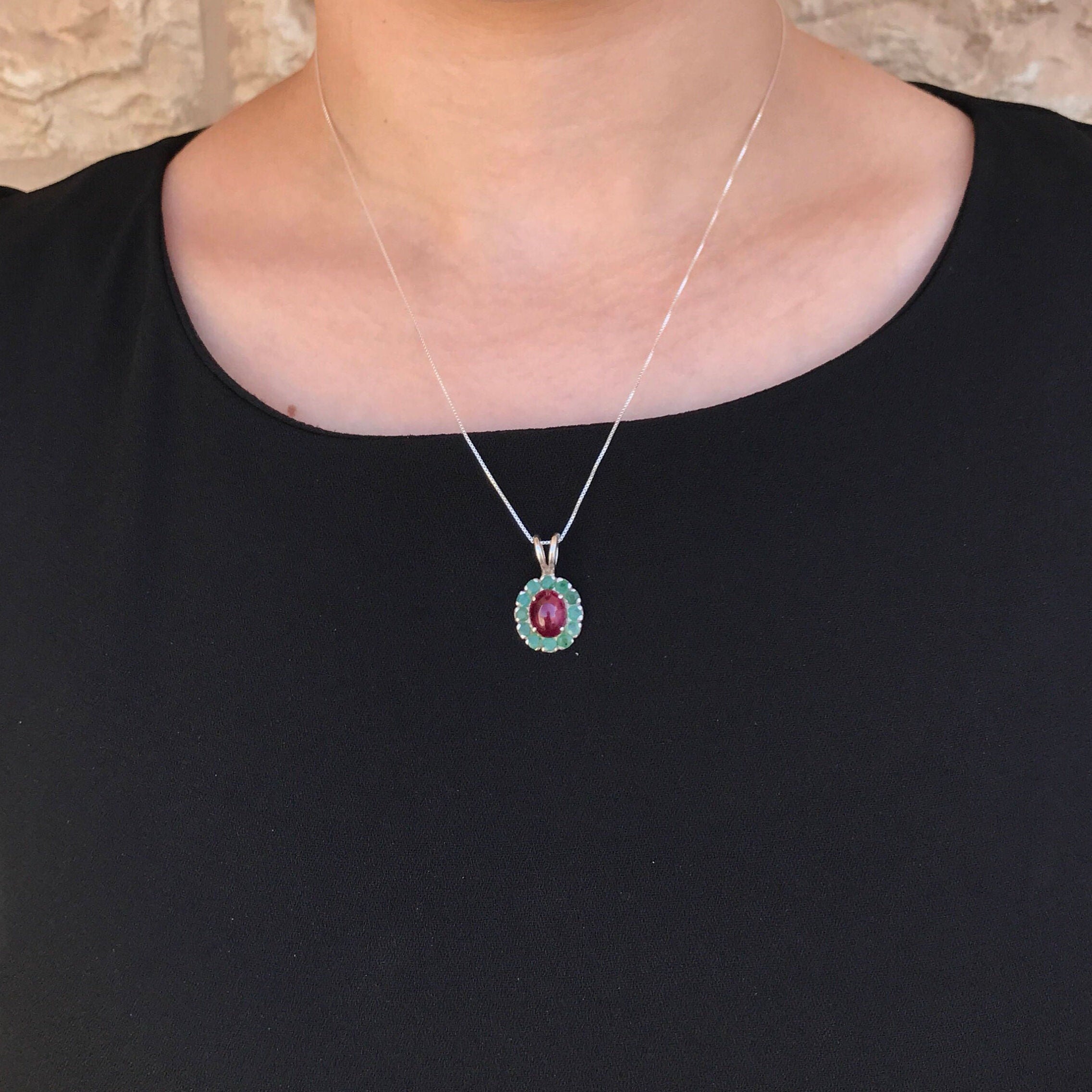 Elegant 925 Sterling Silver Natural Ruby Pendant, featuring a stunning red oval ruby, perfect for gifts and special occasions.