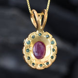 Gold Ruby Pendant - Natural Ruby Necklace, Ruby Flower Pendant