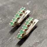 Natural Emerald Earrings made in 925 Sterling Silver with Round Natural Green Emerald in Channel-Set setting, May Birthstone gift idea, symbolizes growth, harmony, and deep emotional healing, ideal for everyday wear and perfect for birthday gifting and special occasions.