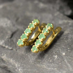 Natural Emerald Earrings made in 18k Gold Vermeil with Round Natural Green Emerald in Channel-Set setting, May Birthstone gift idea, symbolizes growth, harmony, and deep emotional healing, ideal for everyday wear and perfect for birthday gifting and special occasions.