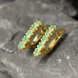 Natural Emerald Earrings made in 18k Gold Vermeil with Round Natural Green Emerald in Channel-Set setting, May Birthstone gift idea, symbolizes growth, harmony, and deep emotional healing, ideal for everyday wear and perfect for birthday gifting and special occasions.
