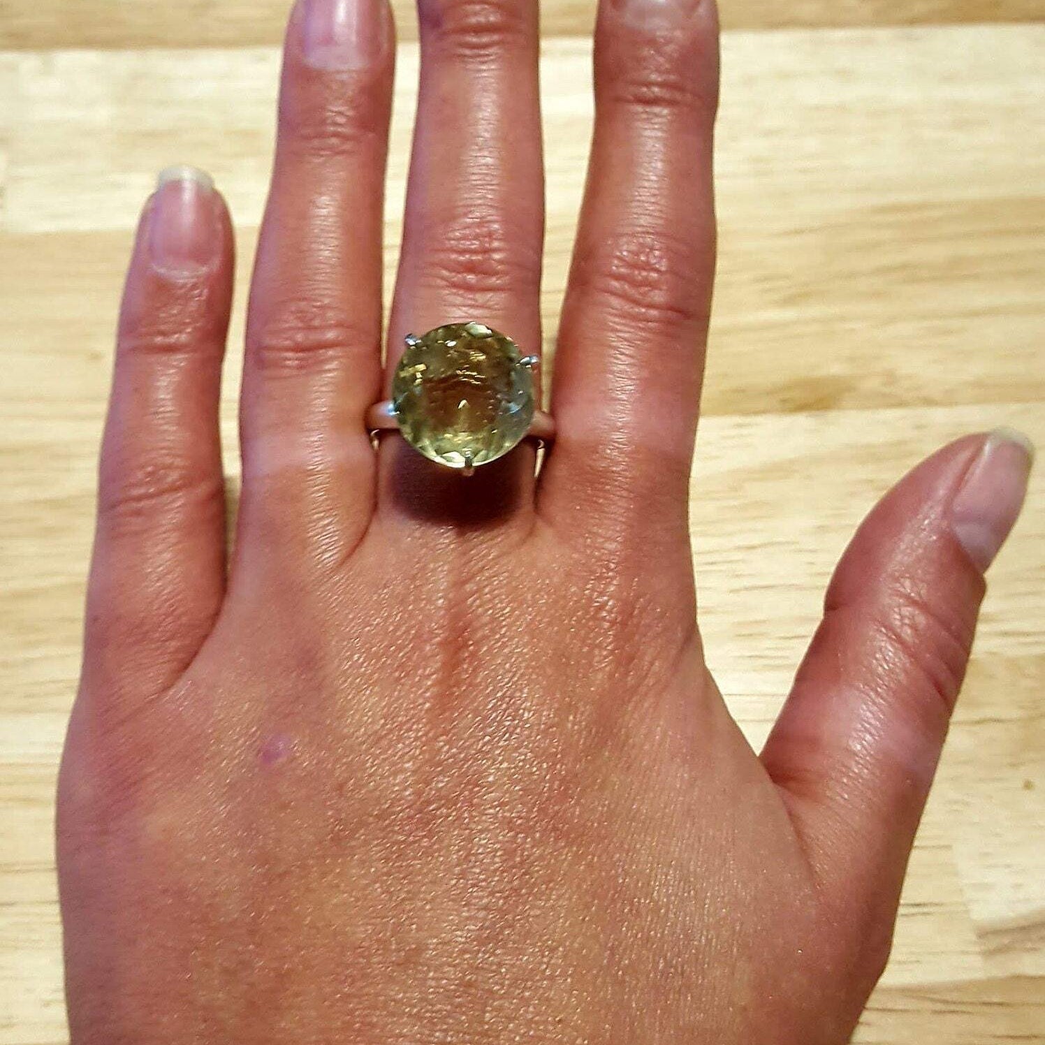 Lemon Quartz Ring, Natural Lemon Quartz, Vintage Rings, Big Stone Ring, Yellow Ring, Antique Ring, Diamond Cut, Solid Silver Rings, Quartz