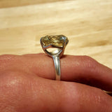 Lemon Quartz Ring - Yellow Statement Ring - Quartz Solitaire Ring