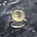 Lemon Quartz Ring - Yellow Statement Ring - Quartz Solitaire Ring