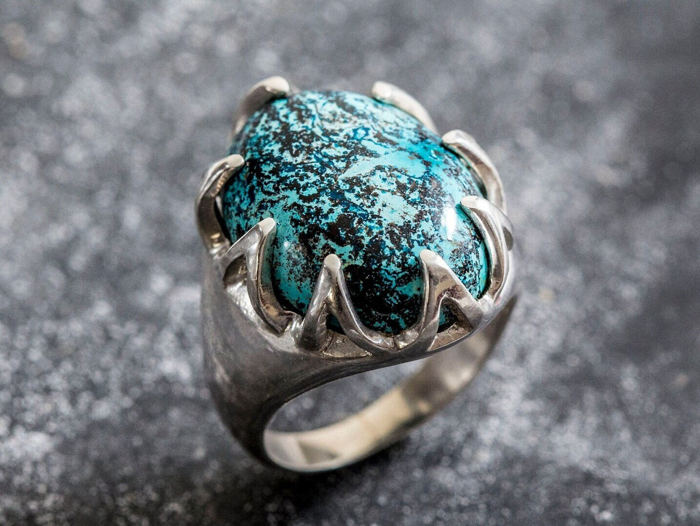 Chrysocolla Ring, Natural Chrysocolla, Statement Ring, Vintage Ring, Sagittarius Ring, Large Stone Ring, Blue Ring, Silver Ring, Chrysocolla