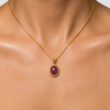 Elegant 18k Gold Vermeil Natural Ruby Pendant, perfect July Birthstone gift for special occasions and everyday wear.