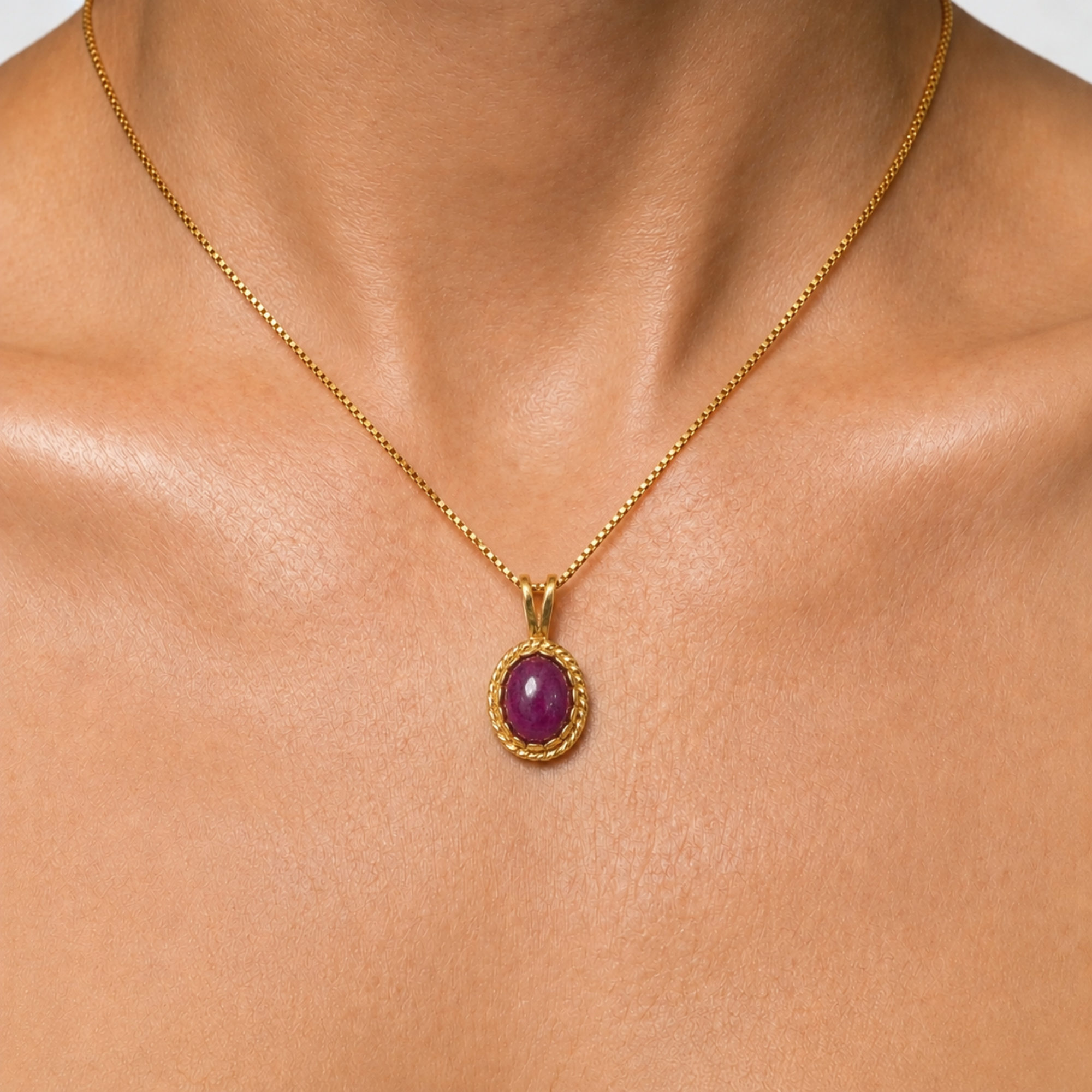 Elegant 18k Gold Vermeil Natural Ruby Pendant, perfect July Birthstone gift for special occasions and everyday wear.
