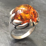 Amber Ring - Yellow Cocktail Ring - Round Statement Ring