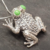 Frog Pendant - Turquoise Necklace - Large Frog Necklace