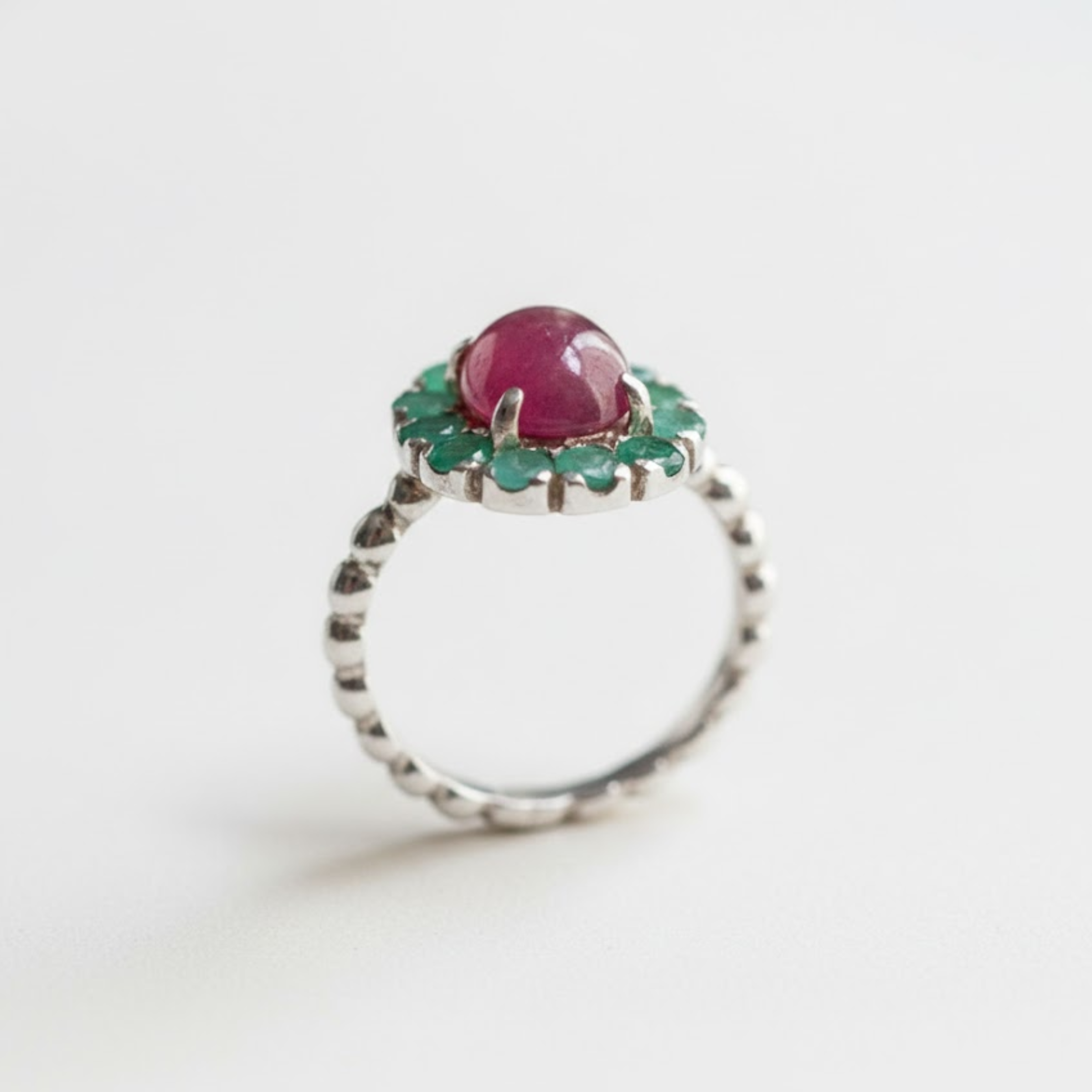 Charming Natural Ruby Ring set in 925 Sterling Silver with a lovely halo, a meaningful gift for July birthdays and anniversaries.