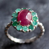 Natural Ruby Ring made in 925 Sterling Silver with Oval Natural Red Ruby in Halo setting, July Birthstone gift idea, symbolizes nobility, purity, and passion, ideal for everyday wear and perfect for birthday gifting and special occasions.