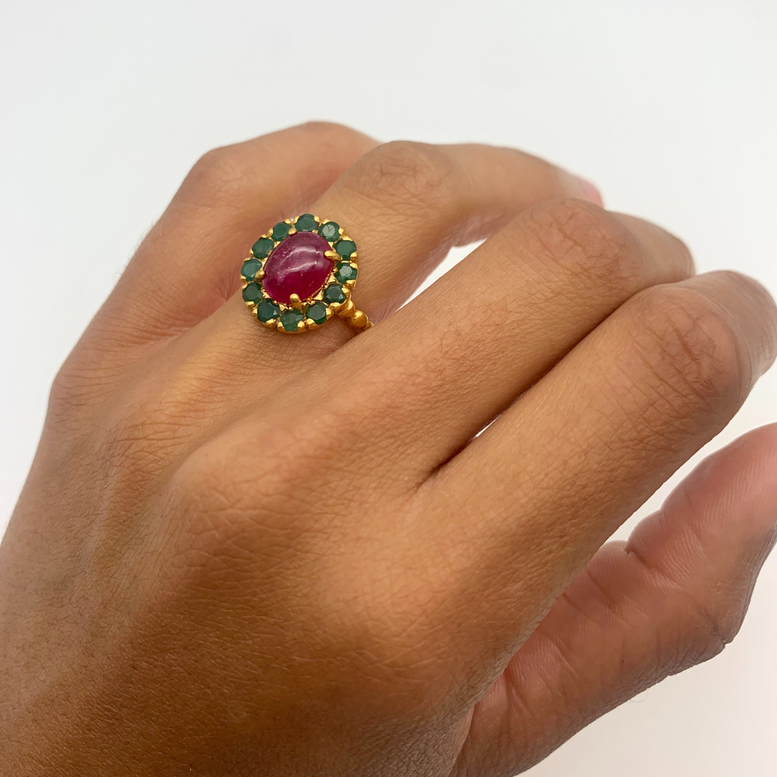 Elegant 18k Gold Vermeil Natural Ruby Ring with Halo setting, perfect for birthdays, special occasions, and everyday wear.
