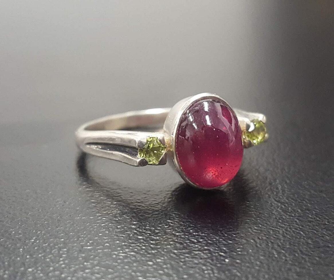 Ruby Ring, Natural Ruby Ring, July Birthstone Ring, Red Vintage Ring, Genuine Ruby Ring, Vintage Ring, Large Ruby Ring, Solid Silver Ring