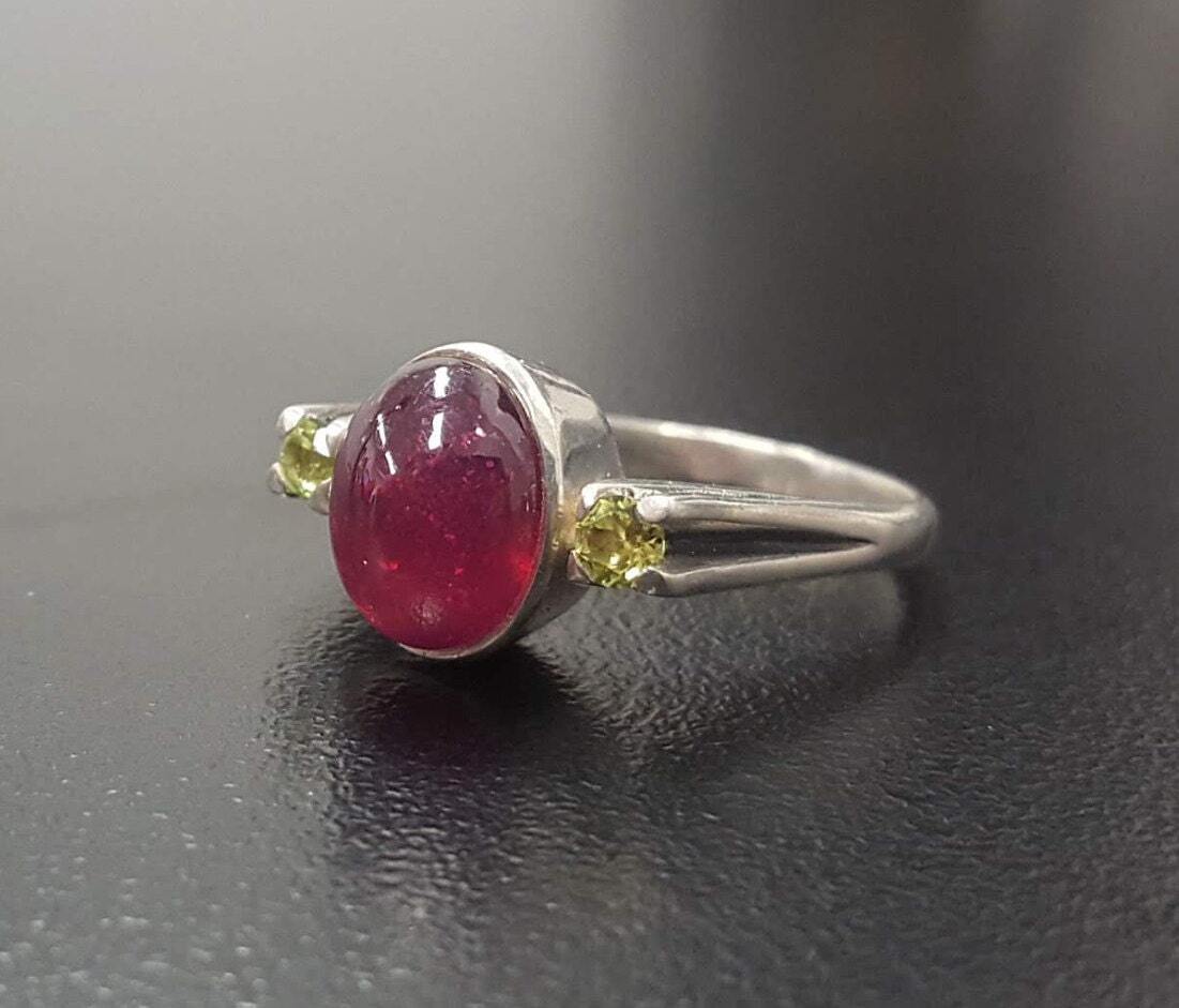 Ruby Ring, Natural Ruby Ring, July Birthstone Ring, Red Vintage Ring, Genuine Ruby Ring, Vintage Ring, Large Ruby Ring, Solid Silver Ring