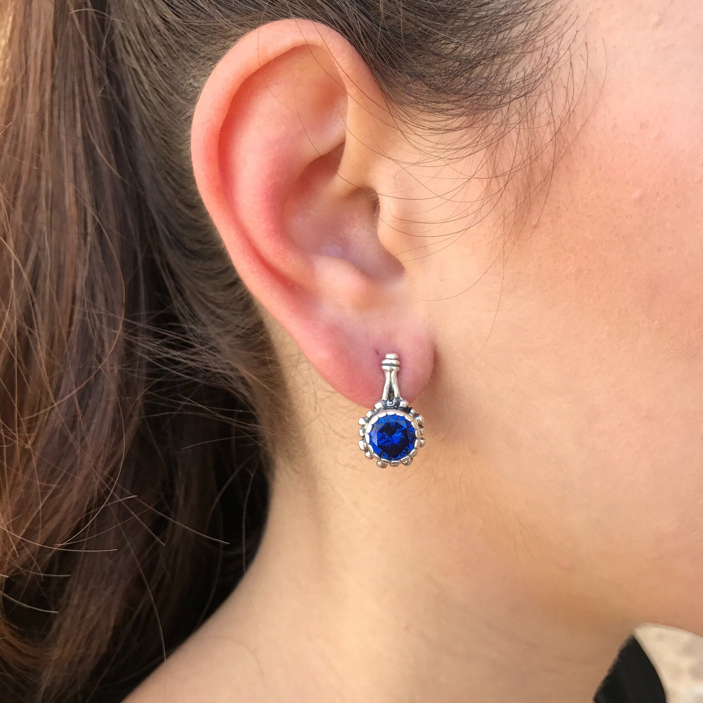 Vintage Earrings, Kyanite Earrings, Flower Earrings, Taurus Birthstone, Blue Earrings, Taurus Earrings, Kyanite, Solid Silver Earrings